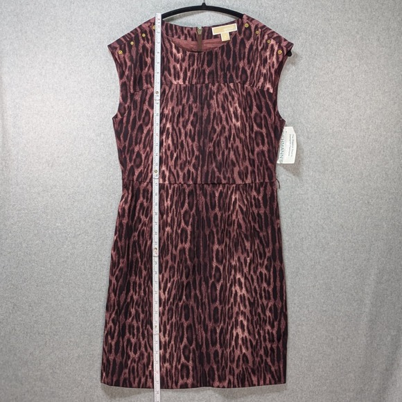 NWT Michael Kors Sheath Dress Purple Animal Print Knee Length Women’s Sz 8 - Picture 11 of 16